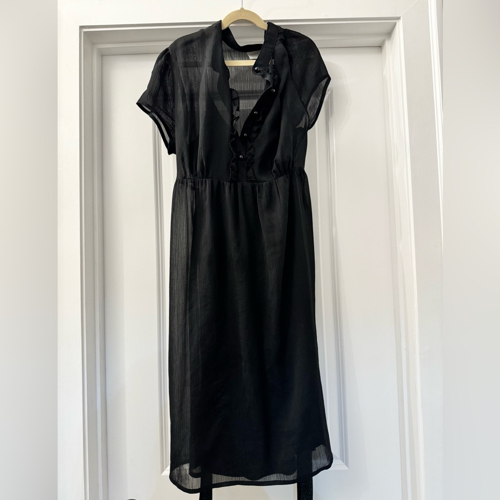 Black Slip Dress with Sheer Overlay